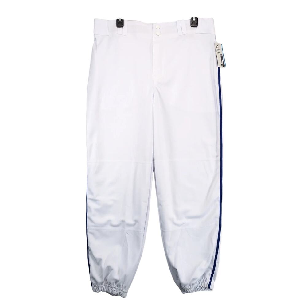 NWT‎ Champro Classic Baseball Softball Pants Men's L Loose Fit White Blue Stripe